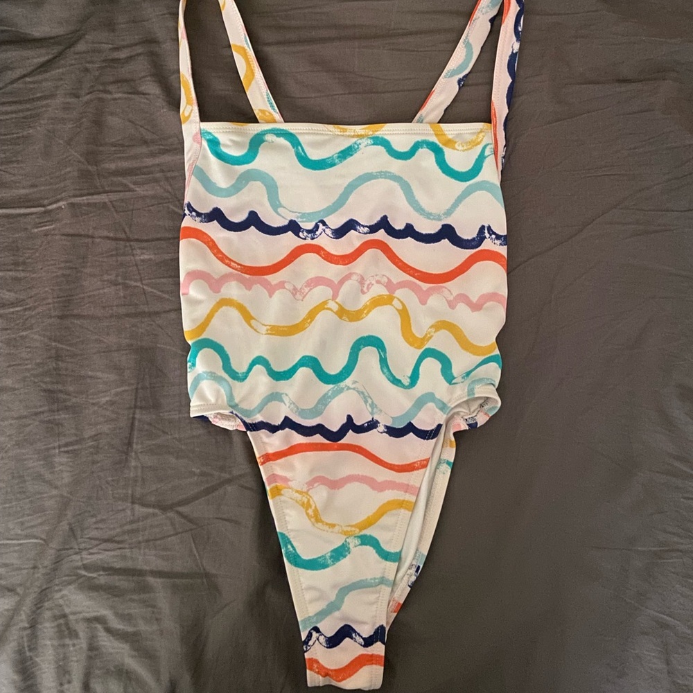 NWT American Apparel white squiggle swimsuit